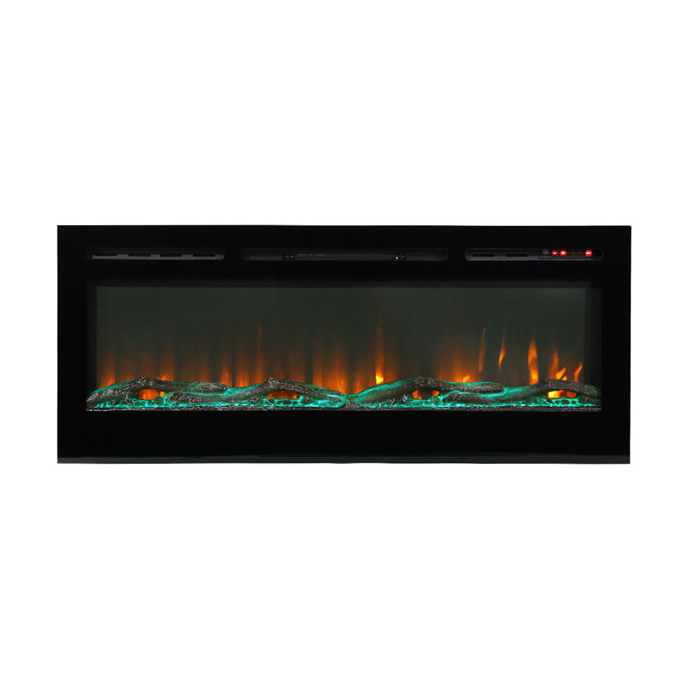 Chimenea inteligente de llama colorida montada en la pared de 50 pulgadas con función de calefacción